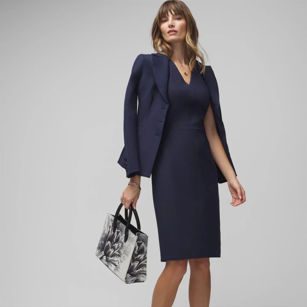 WHITE HOUSE BLACK MARKET (WHBM) Sleeveless V-Neck Sheath Dress SZ14